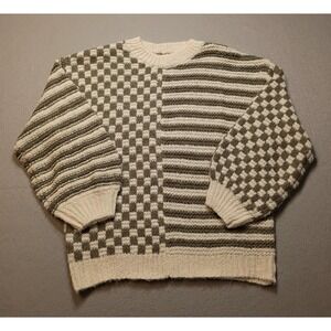 BLU PEPPER Green Color Block Sleeves Sweater Sz Small Preppy Academia Retro